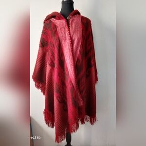 Yarina Creations Red Alpaca Wool Poncho